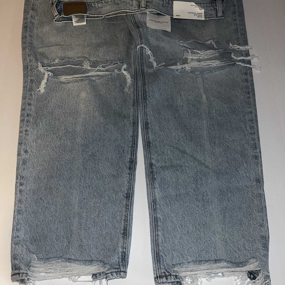 American Eagle Strigid Super‎ High Rise Baggy Straight Womens Jeans 12 Short - Picture 3 of 12